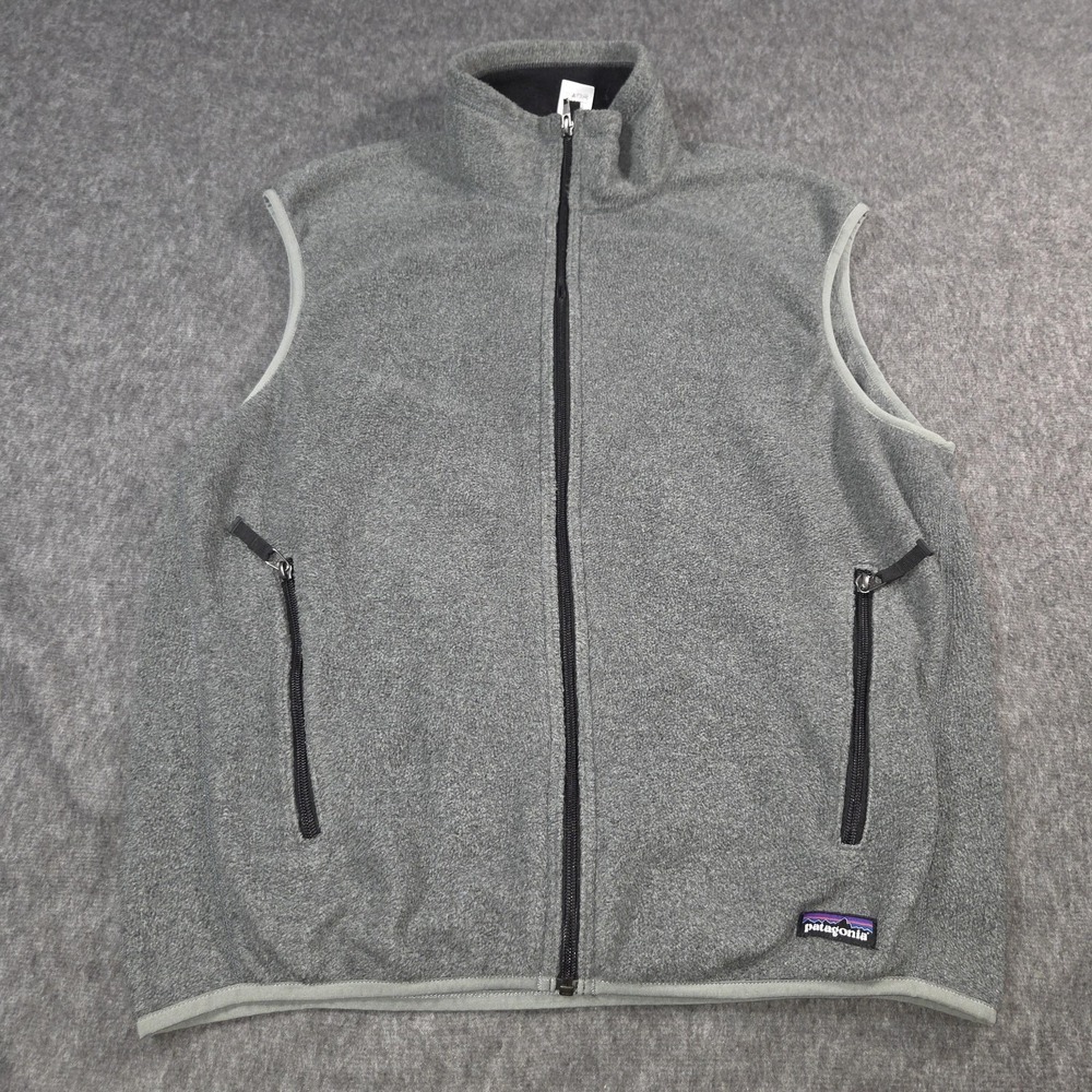 Patagonia Synchilla Vest Mens Medium Gray Fleece Full Zip Mesh Lined Outdoor